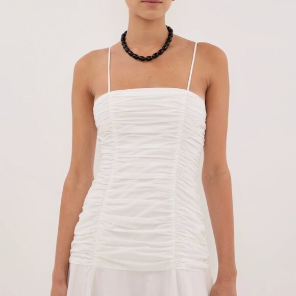 Cara White Sleeveless Cotton Midi Dress - Picture 4 of 9